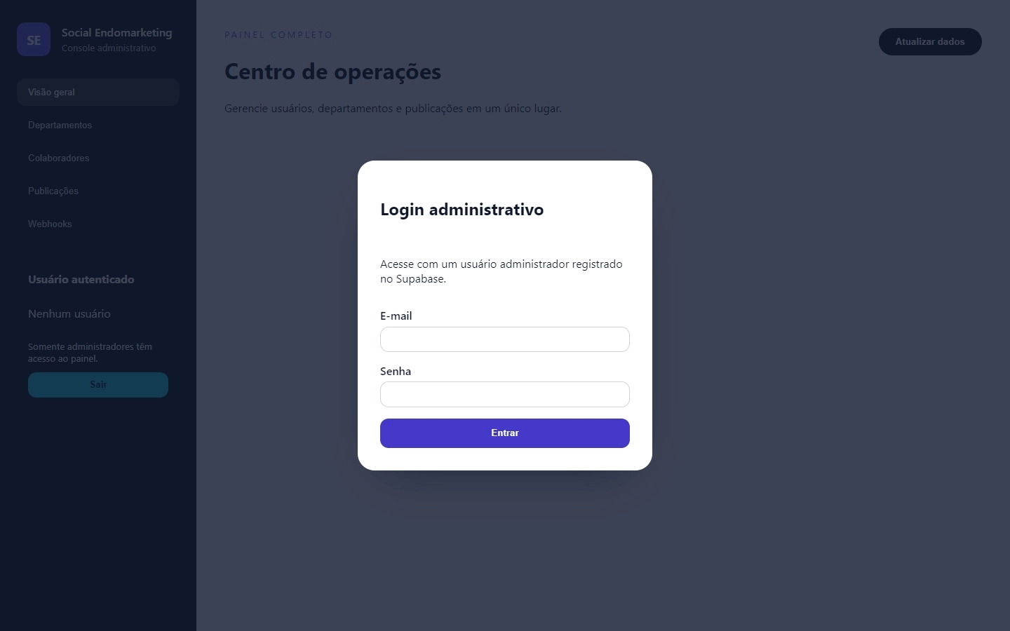 Painel Admin do CO-NEXUS